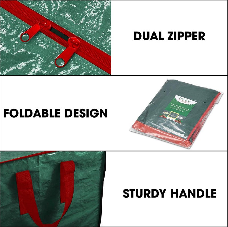 Propik Christmas Tree Storage Bag | Fits Up to 9 Ft. Tall Disassembled Tree | 65â€ X 15â€ X 30â€ Holiday Tree Storage Case | Xmas Storage Container with Handles and Sleek Zipper (Green) - Image 3